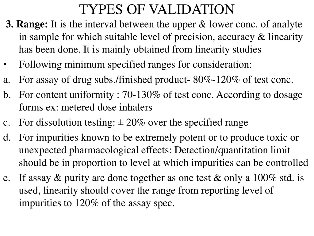 types of validation 3 range it is the interval