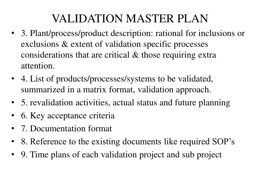 validation master plan 3 plant process product