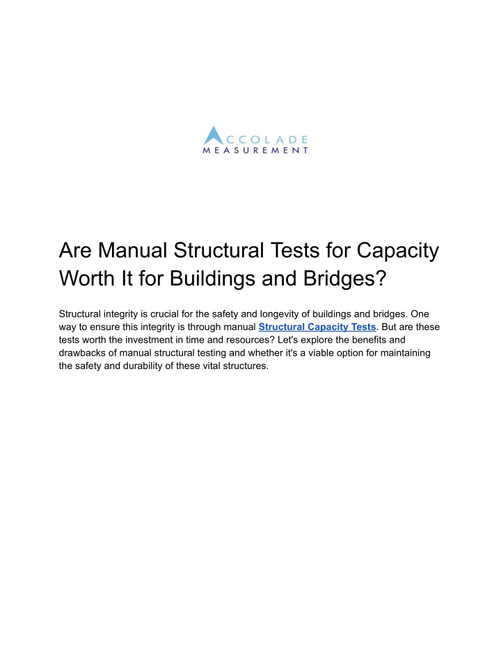 are manual structural tests for capacity worth