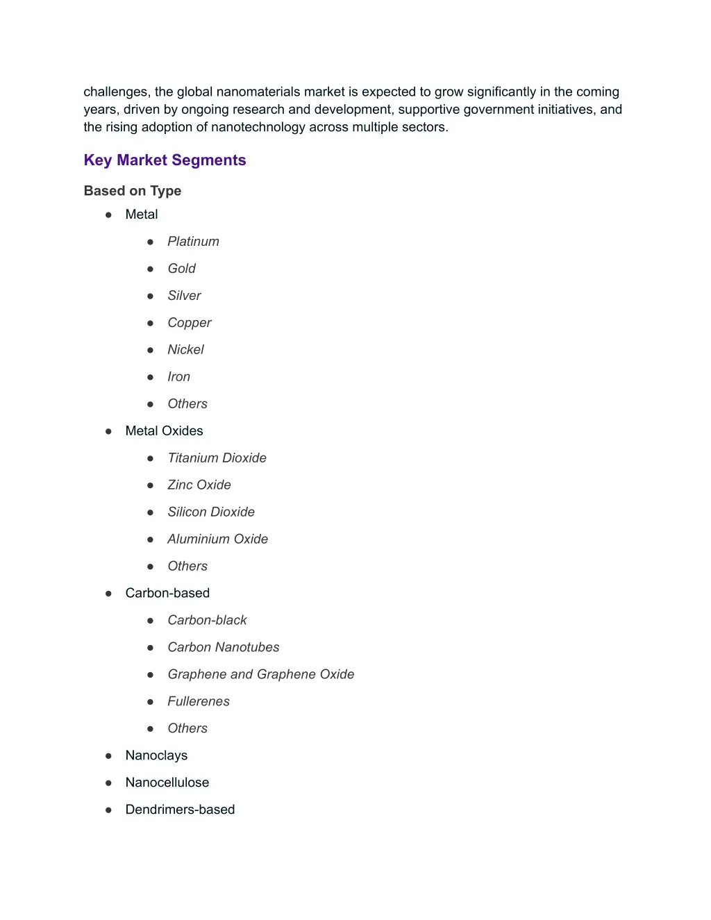 challenges the global nanomaterials market