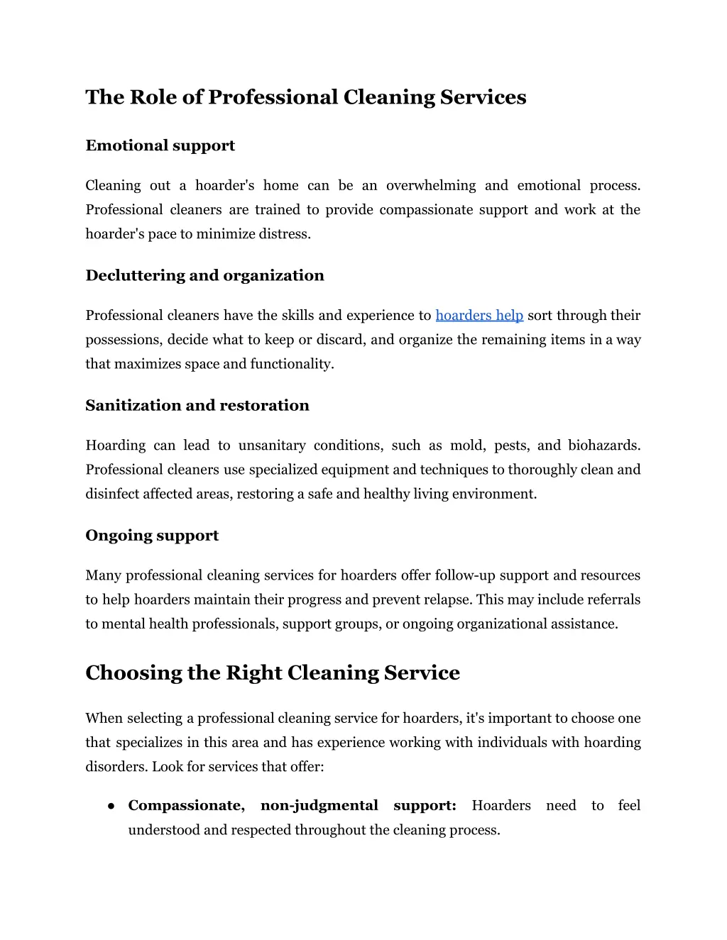 the role of professional cleaning services