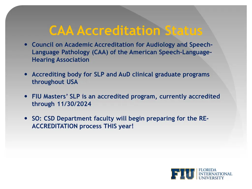 caa accreditation status council on academic