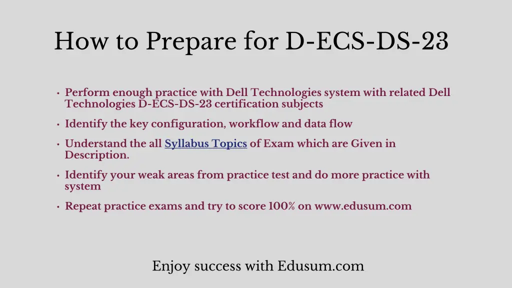 how to prepare for d ecs ds 23