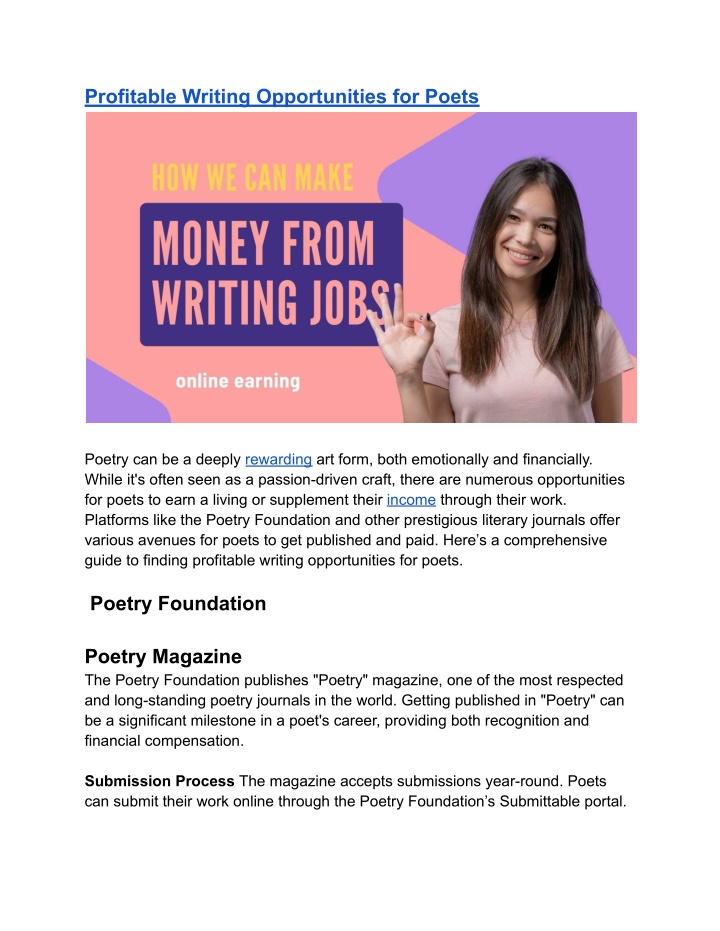 profitable writing opportunities for poets