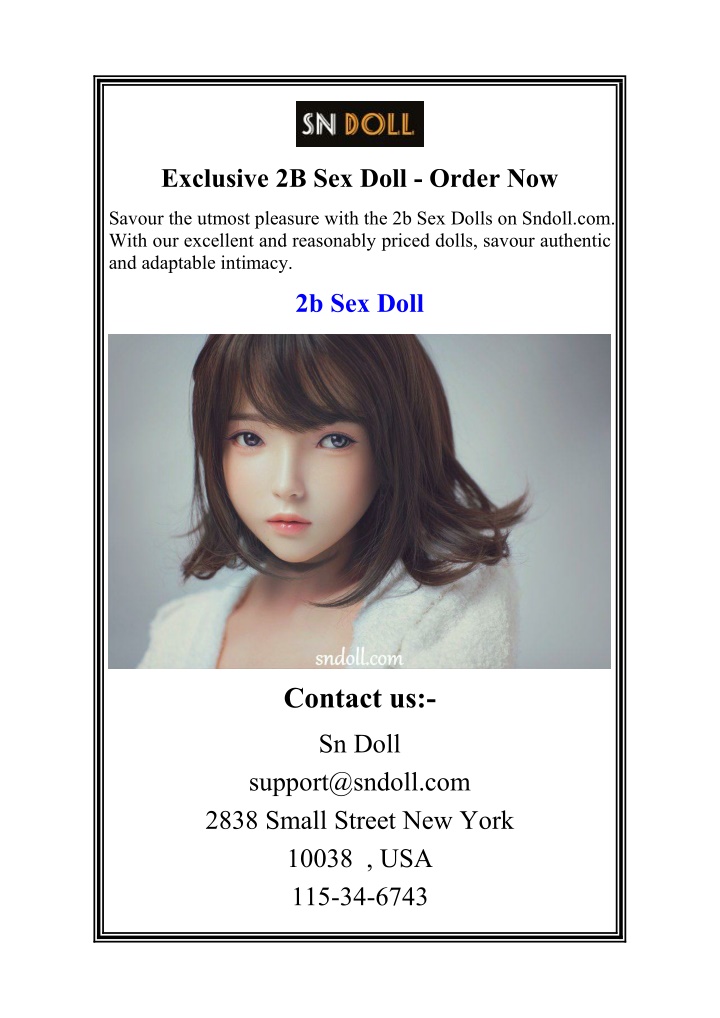 exclusive 2b sex doll order now