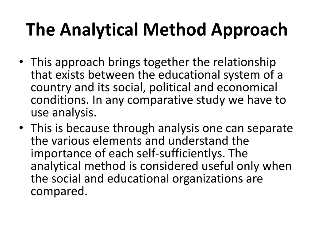 the analytical method approach