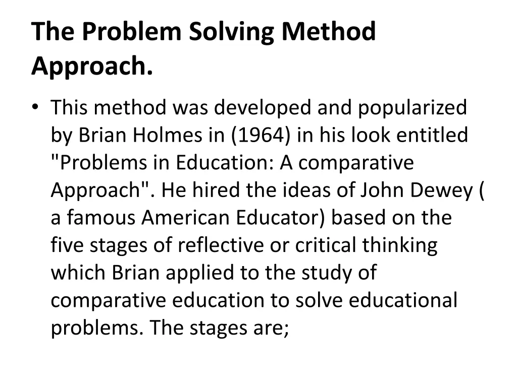 the problem solving method approach