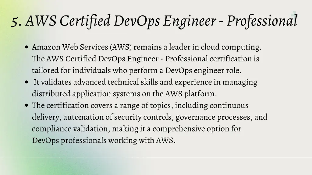 5 aws certified devops engineer professional