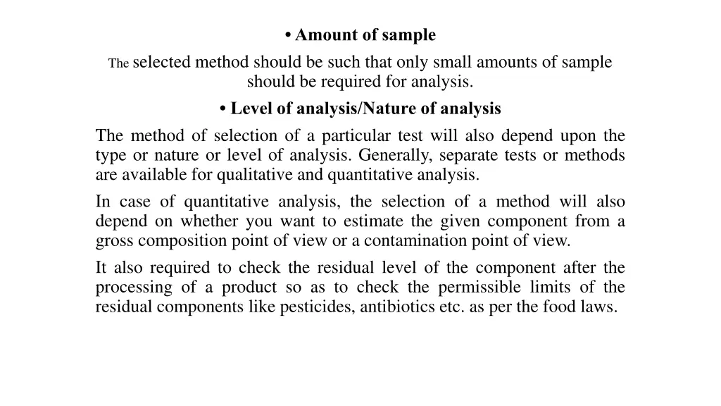 amount of sample