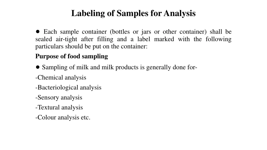 labeling of samples for analysis