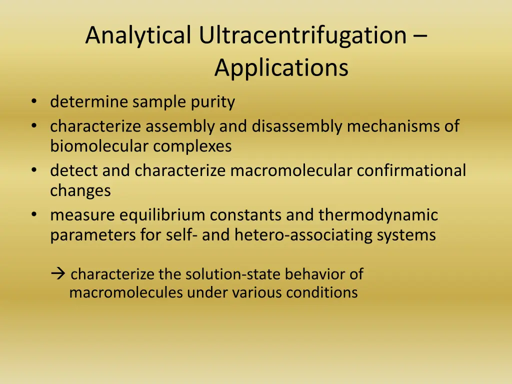 analytical ultracentrifugation applications