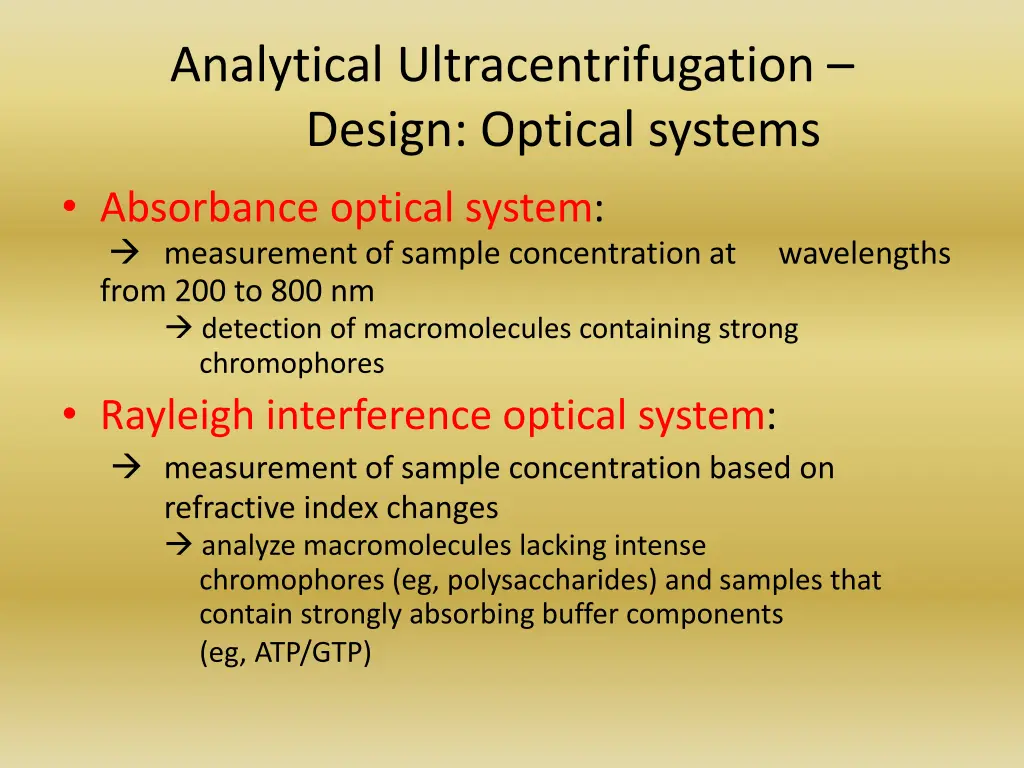 analytical ultracentrifugation design optical