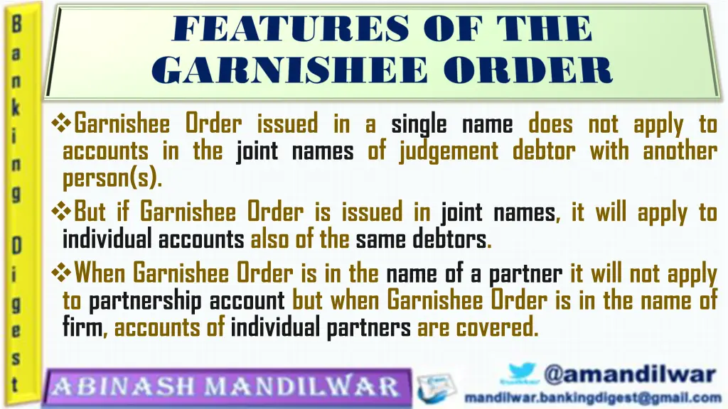 garnishee order issued in a single name does