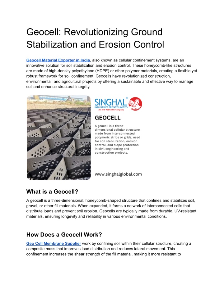 geocell revolutionizing ground stabilization