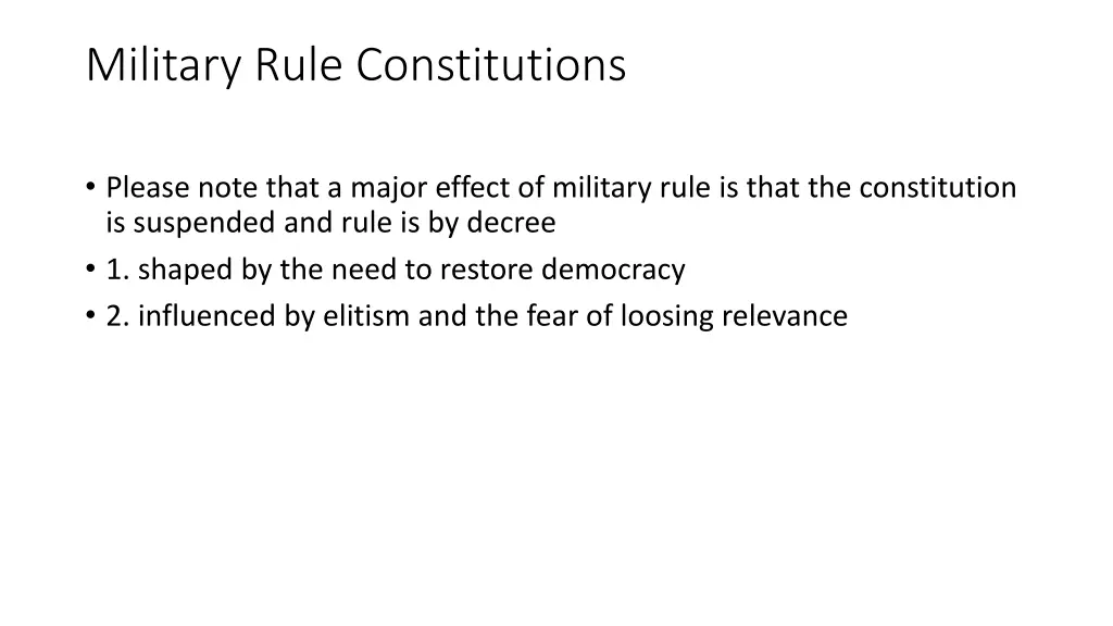 military rule constitutions