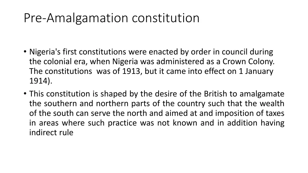 pre amalgamation constitution