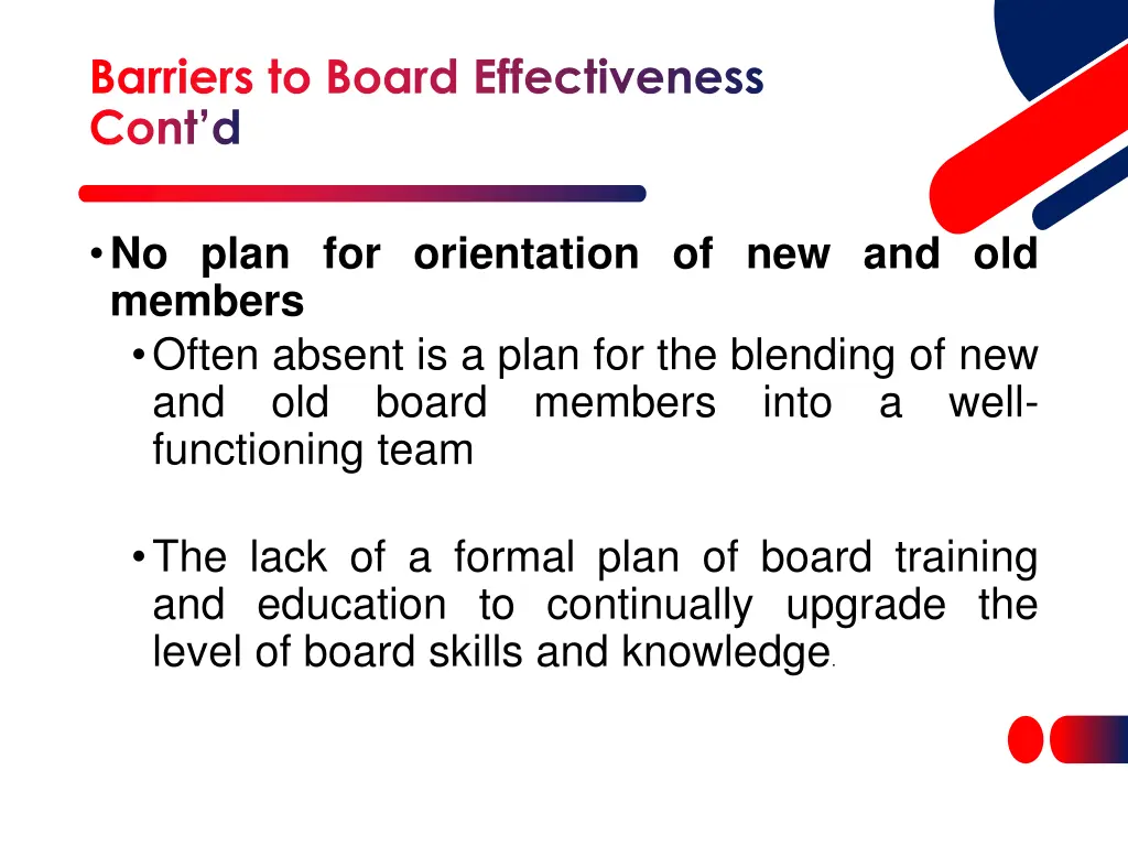 barriers to board effectiveness cont d 1