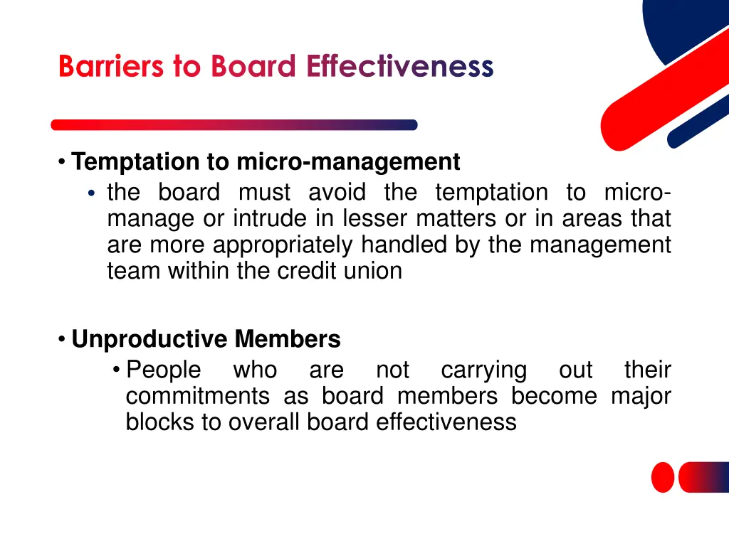 barriers to board effectiveness