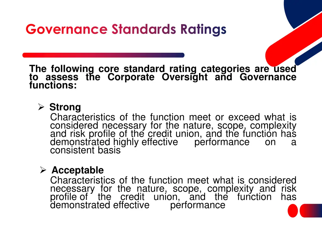 governance standards ratings