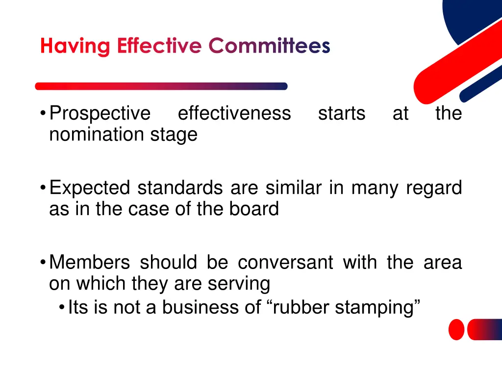 having effective committees