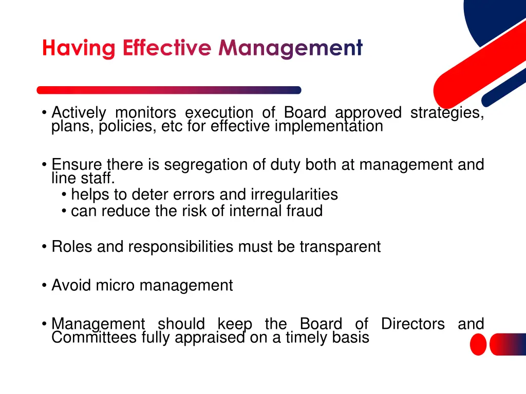 having effective management