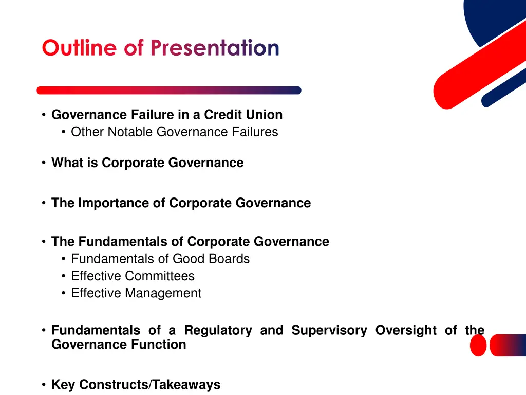 outline of presentation