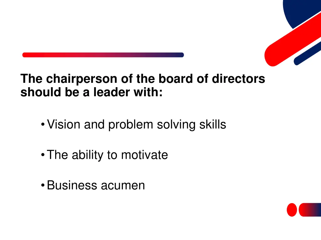 the chairperson of the board of directors should