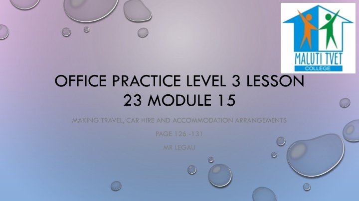 office practice level 3 lesson 23 module 15