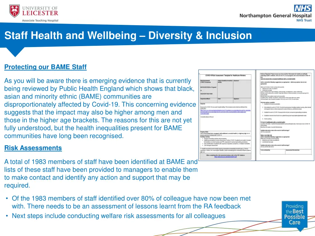 staff health and wellbeing diversity inclusion