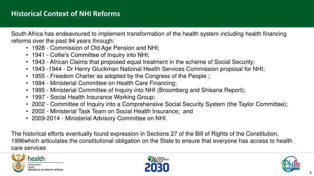 historical context of nhi reforms