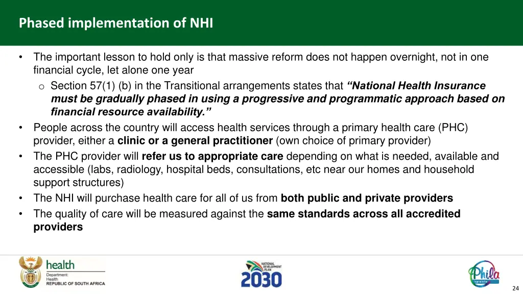 phased implementation of nhi