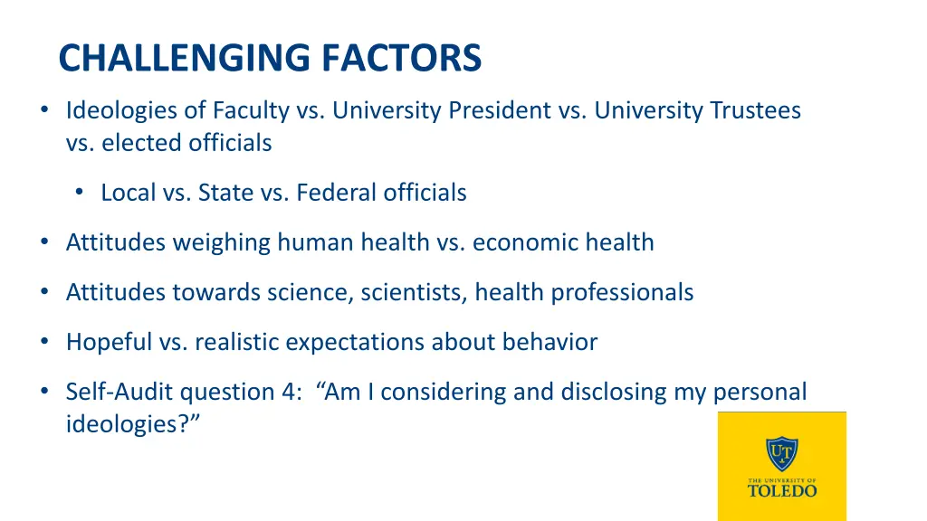 challenging factors ideologies of faculty