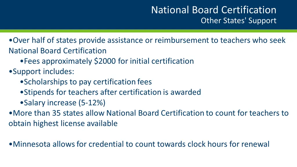 national board certification other states support