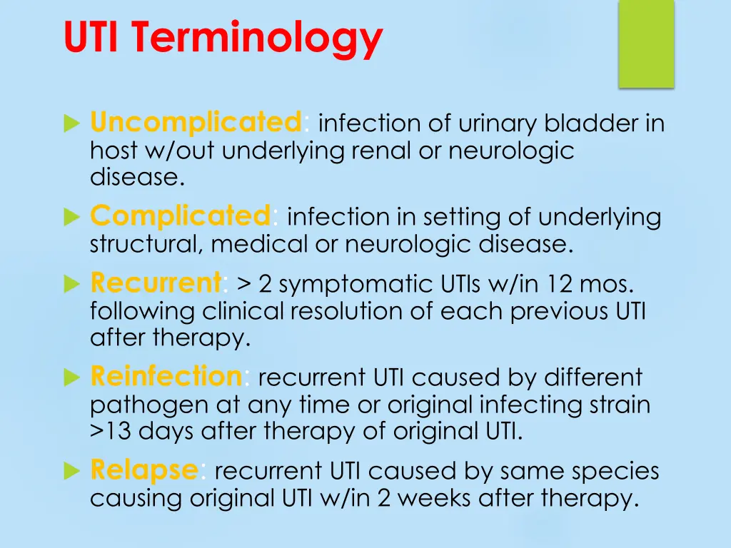 uti terminology