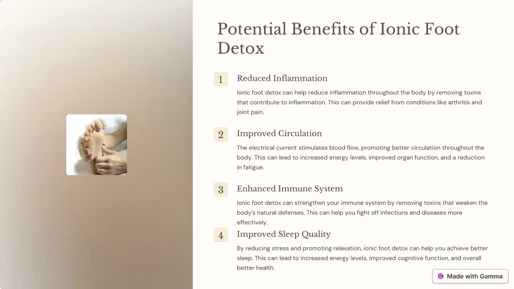 potential benefits of ionic foot detox