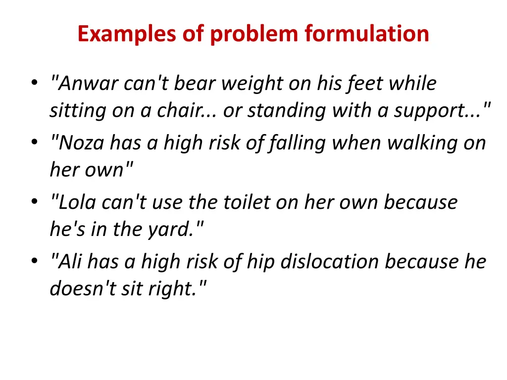 examples of problem formulation