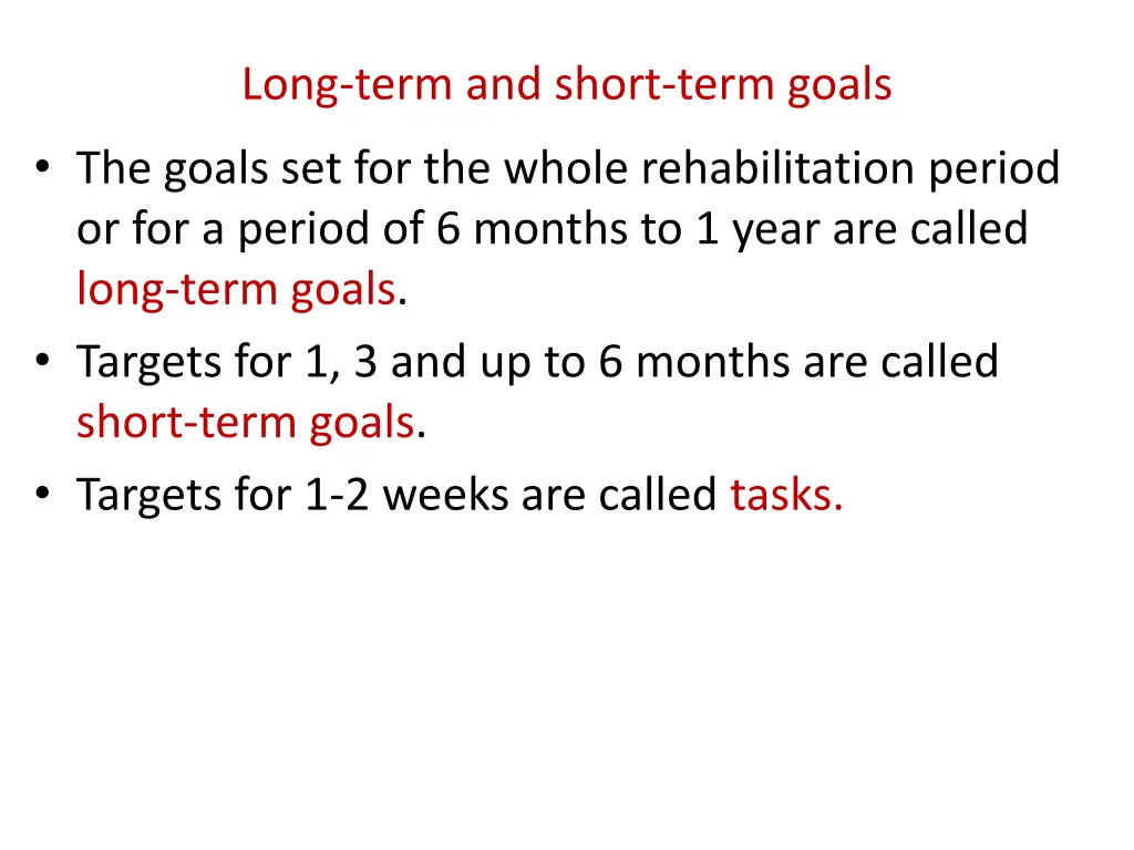 long term and short term goals