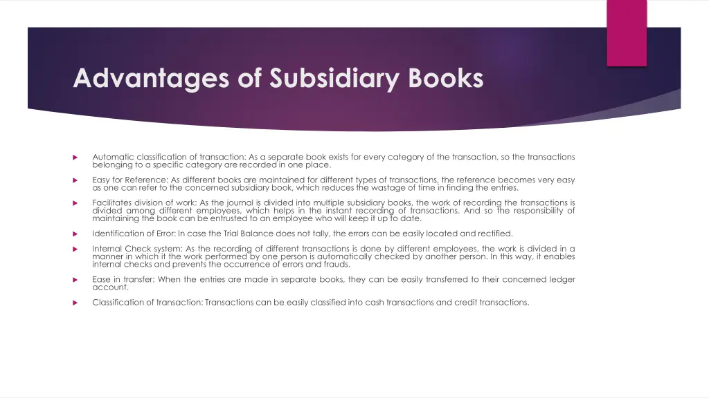 advantages of subsidiary books