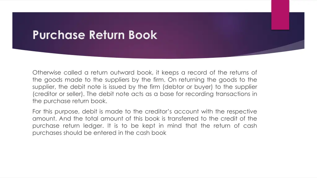 purchase return book