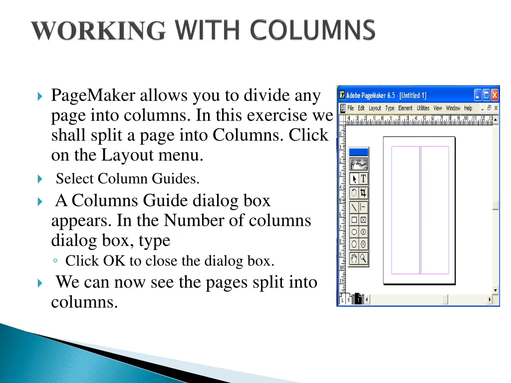 pagemaker allows you to divide any page into