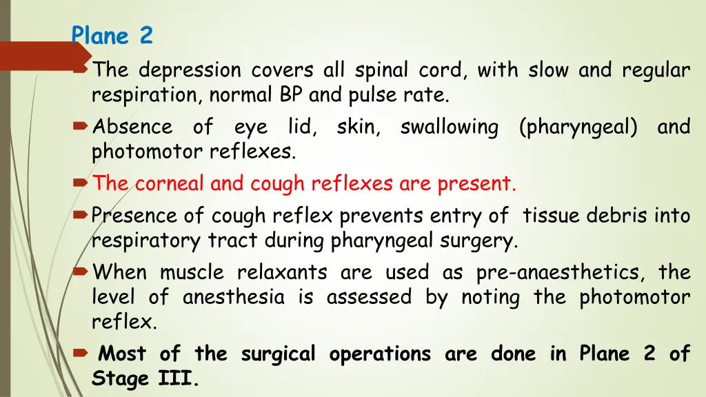 plane 2 the depression covers all spinal cord