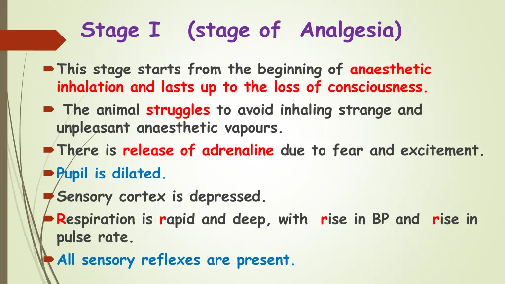 stage i stage of analgesia