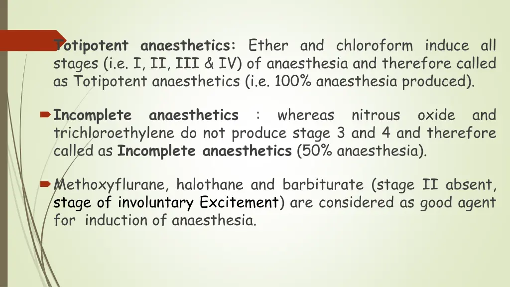 totipotent anaesthetics ether and chloroform