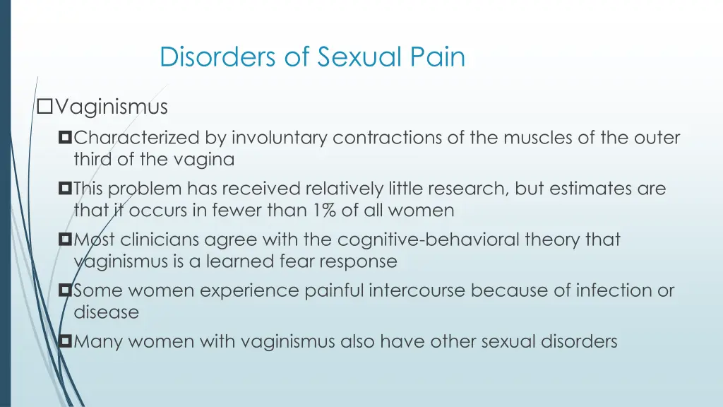 disorders of sexual pain