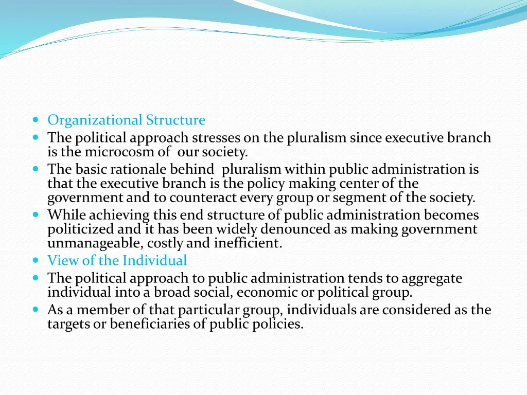 organizational structure the political approach