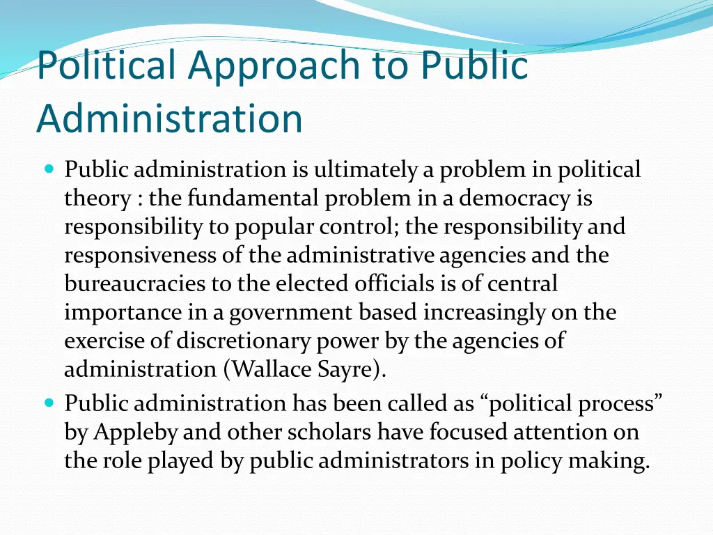 political approach to public administration