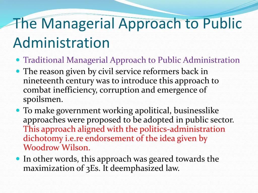 the managerial approach to public administration 1