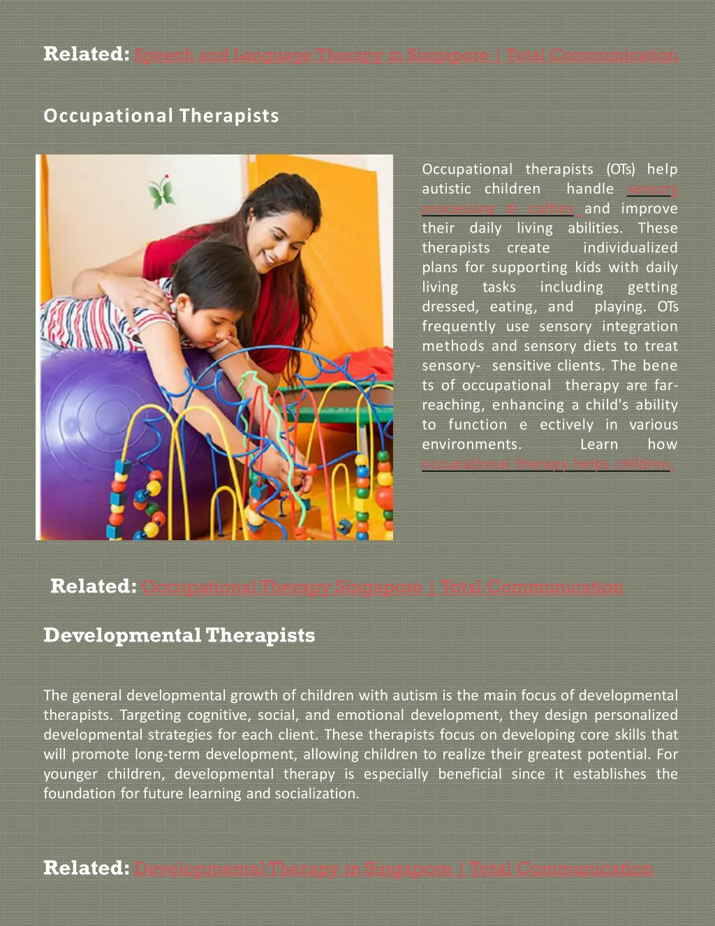 related speech and language therapy in singapore