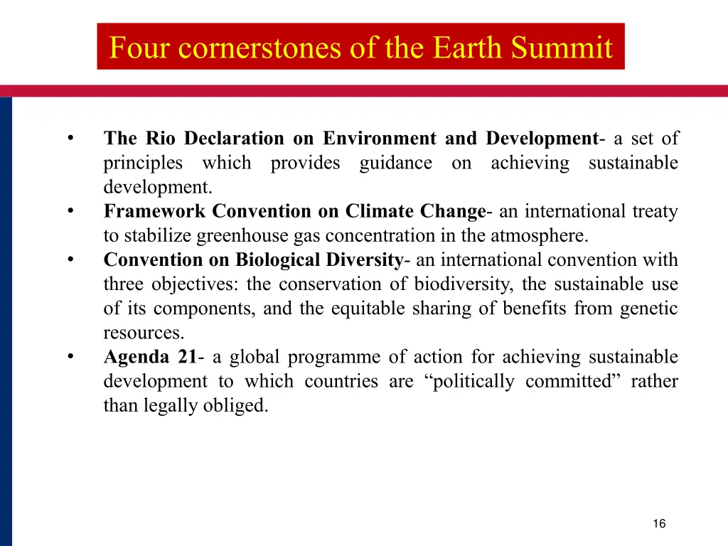 four cornerstones of the earth summit