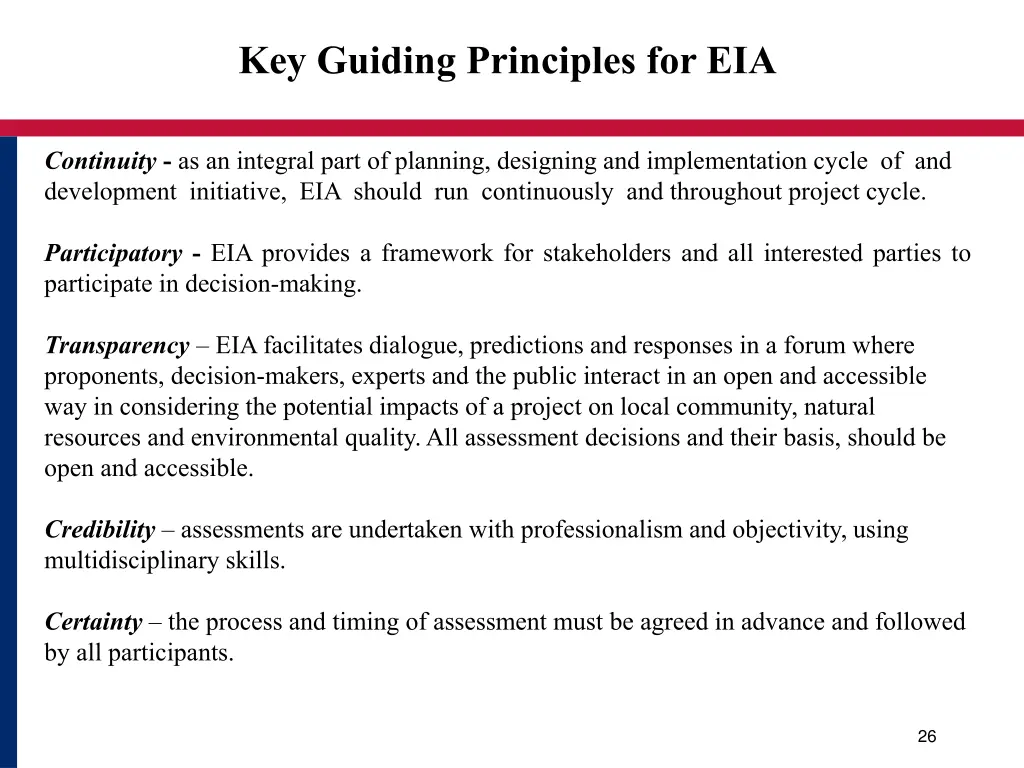 key guiding principles for eia